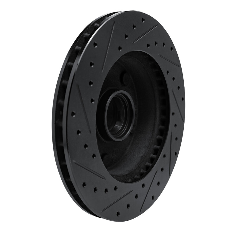 Ford E-150 Econoline Brake Rotor (1) - Front Right - R1 Concepts - Drilled & Slotted - Black - `94-`01